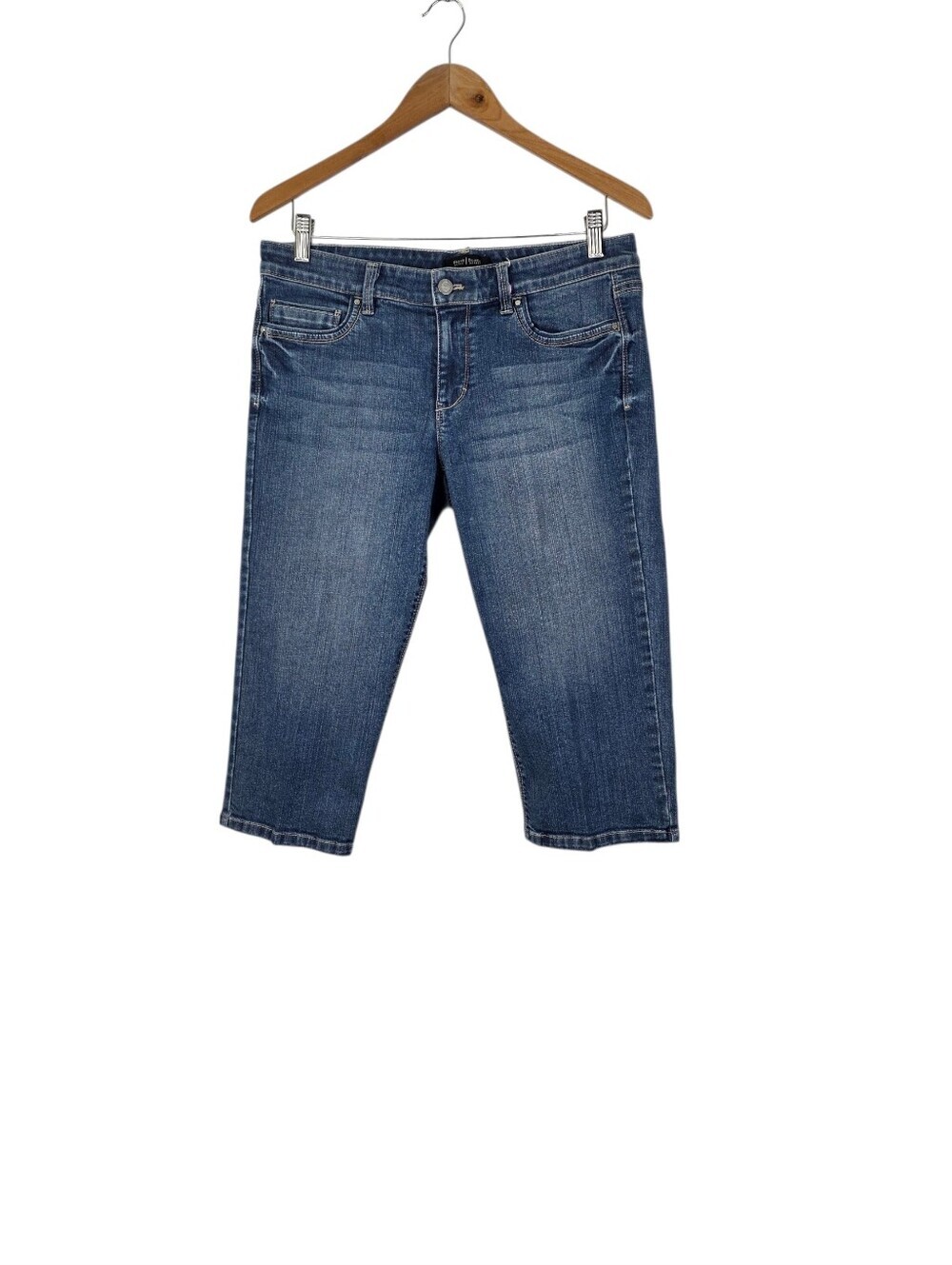 White House Black Market Women's 8 Dark Wash Denim Pedal Pusher Bermuda Shorts